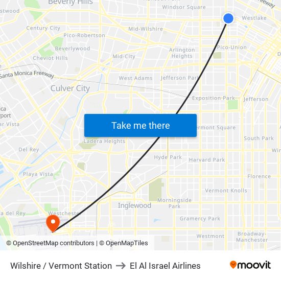 Wilshire / Vermont Station to El Al Israel Airlines map