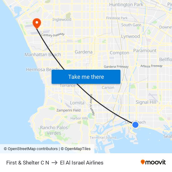 First & Shelter C N to El Al Israel Airlines map