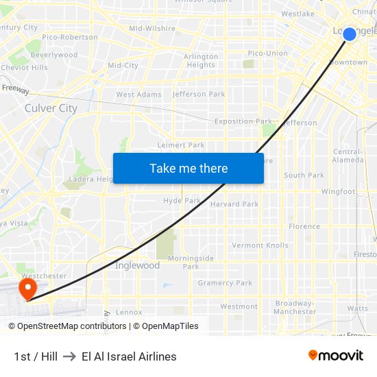 1st / Hill to El Al Israel Airlines map