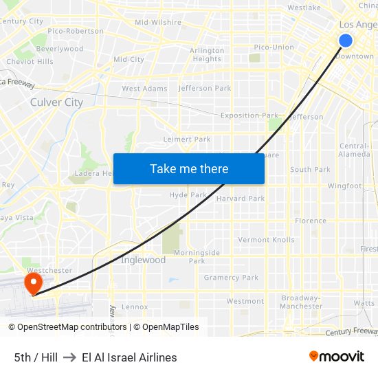 5th / Hill to El Al Israel Airlines map