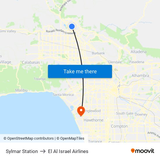 Sylmar Station to El Al Israel Airlines map