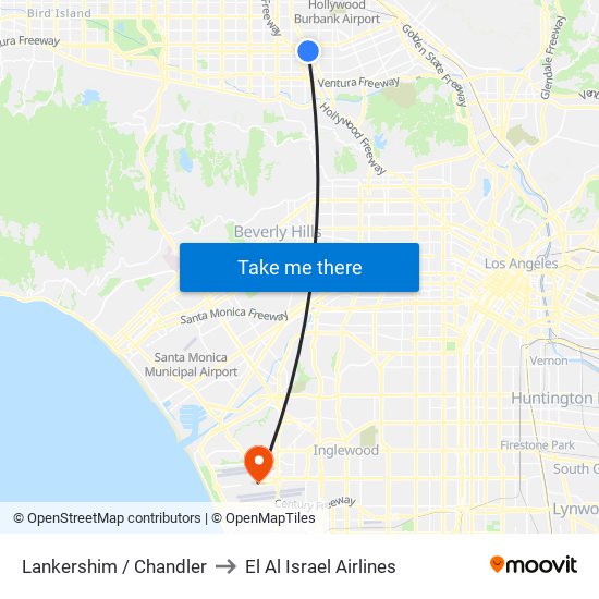 Lankershim / Chandler to El Al Israel Airlines map