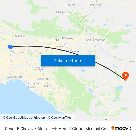 Cesar E Chavez / Alameda to Hemet Global Medical Center map