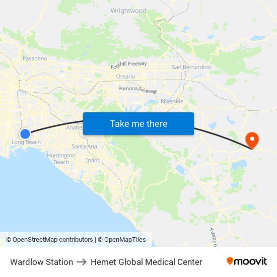 Wardlow Station to Hemet Global Medical Center map