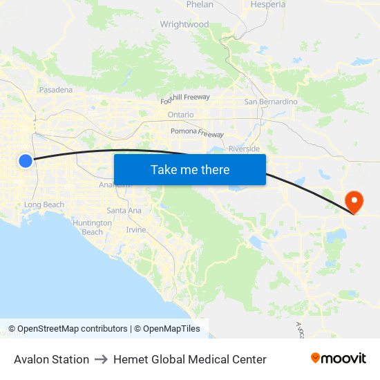 Avalon Station to Hemet Global Medical Center map