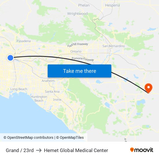 Grand / 23rd to Hemet Global Medical Center map