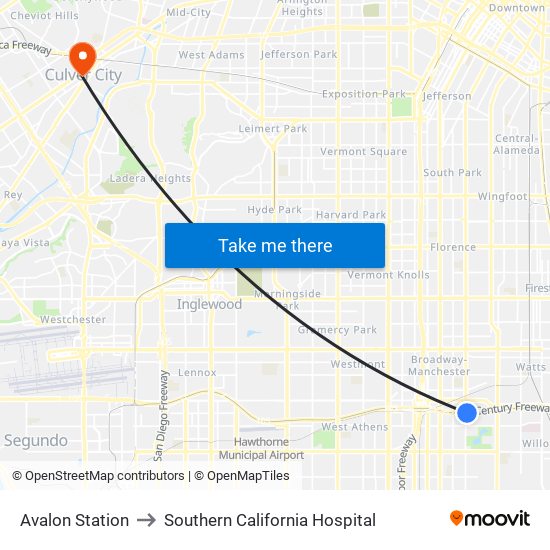 Avalon Station to Southern California Hospital map