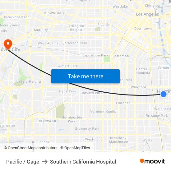 Pacific / Gage to Southern California Hospital map