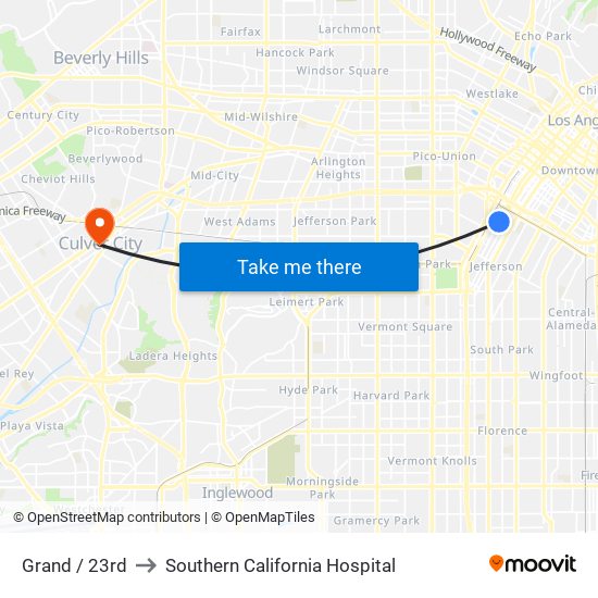 Grand / 23rd to Southern California Hospital map
