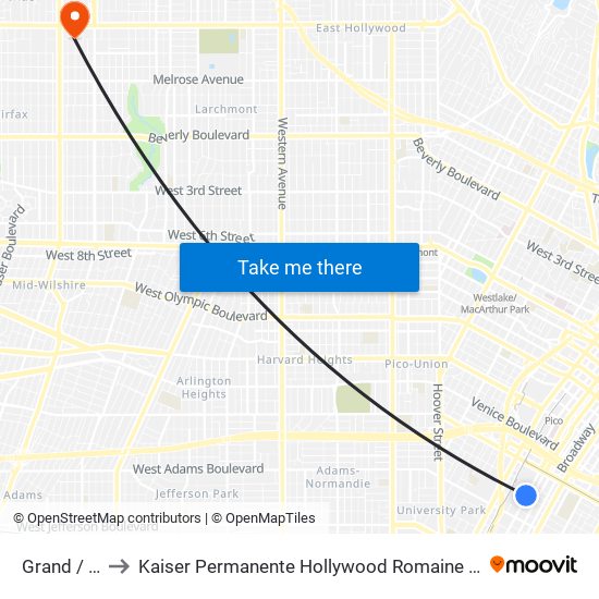 Grand / 23rd to Kaiser Permanente Hollywood Romaine Medical Offices map