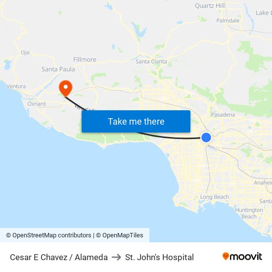 Cesar E Chavez / Alameda to St. John's Hospital map