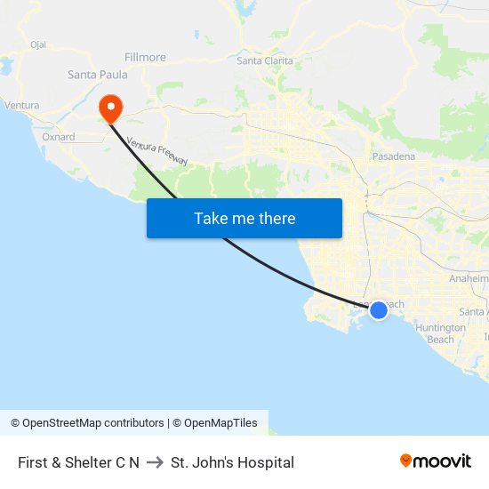 First & Shelter C N to St. John's Hospital map