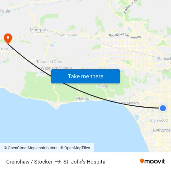 Crenshaw / Stocker to St. John's Hospital map