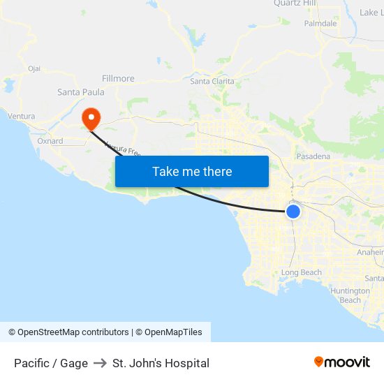 Pacific / Gage to St. John's Hospital map
