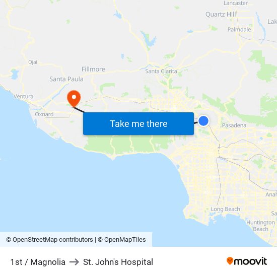 1st / Magnolia to St. John's Hospital map