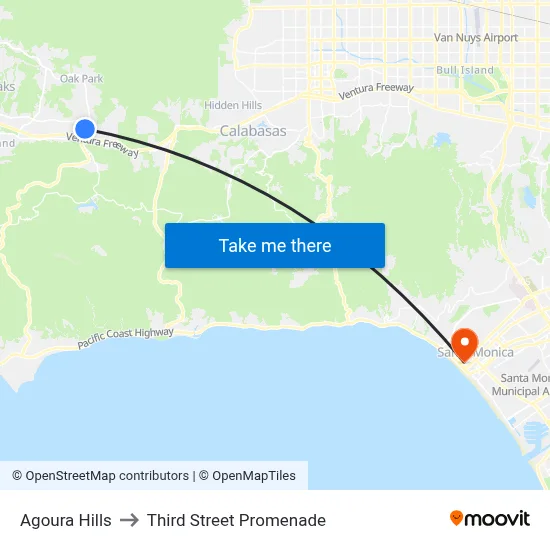 Agoura Hills to Third Street Promenade map