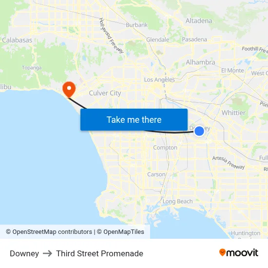 Downey to Third Street Promenade map
