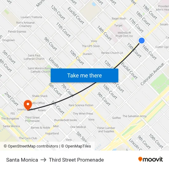 Santa Monica to Third Street Promenade map