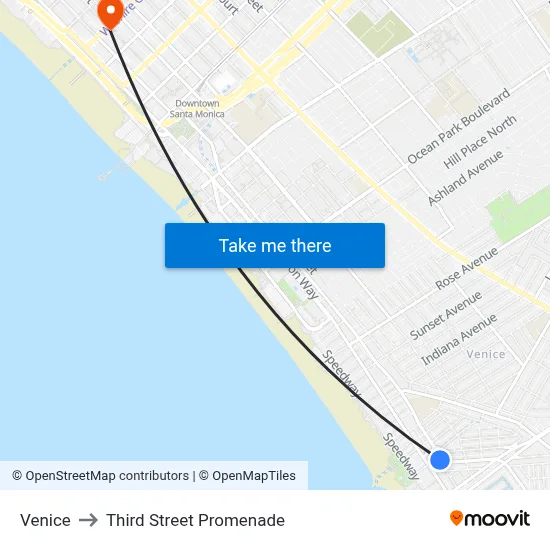 Venice to Third Street Promenade map