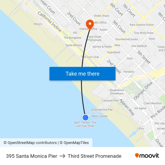 395 Santa Monica Pier to Third Street Promenade map