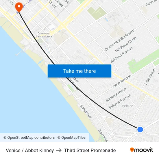 Venice / Abbot Kinney to Third Street Promenade map