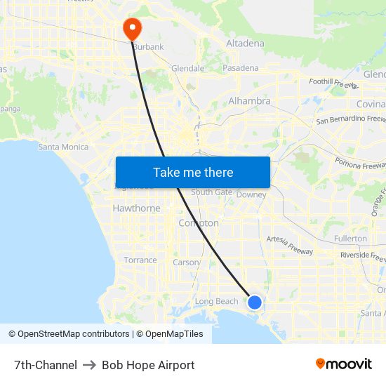 7th-Channel to Bob Hope Airport map