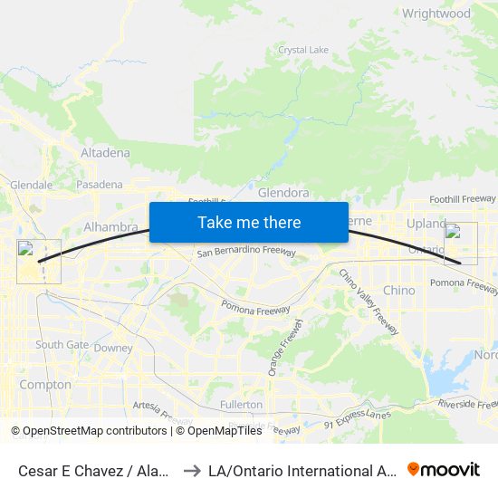 Cesar E Chavez / Alameda to LA / Ontario International Airport map