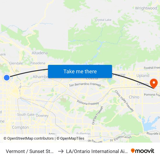 Vermont / Sunset Station to LA / Ontario International Airport map