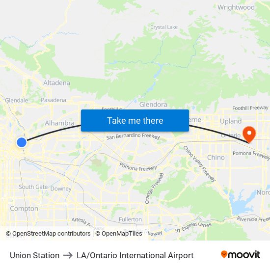 Union Station to LA / Ontario International Airport map