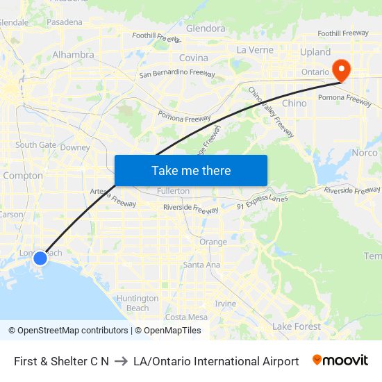 First & Shelter C N to LA / Ontario International Airport map