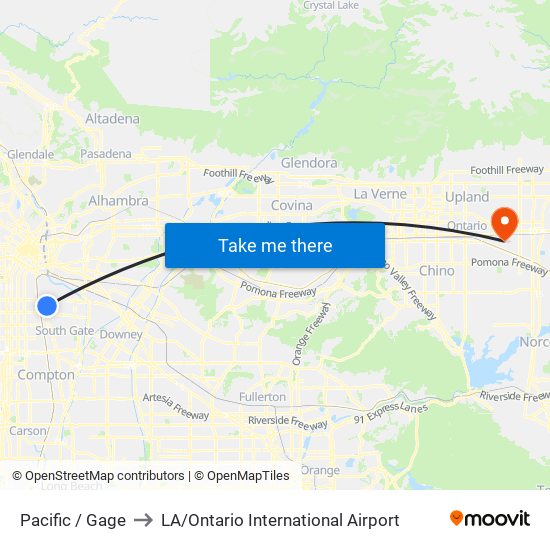 Pacific / Gage to LA / Ontario International Airport map