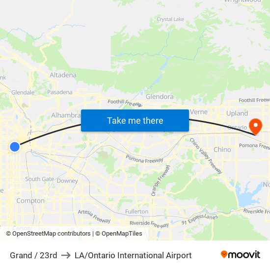 Grand / 23rd to LA / Ontario International Airport map