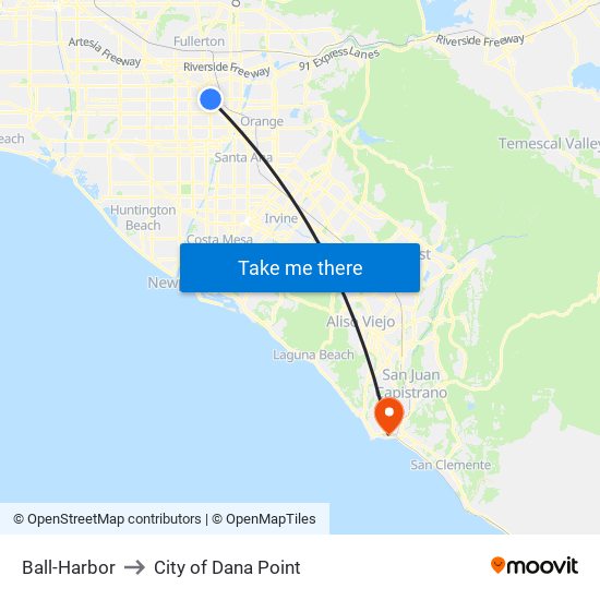 Ball-Harbor to City of Dana Point map