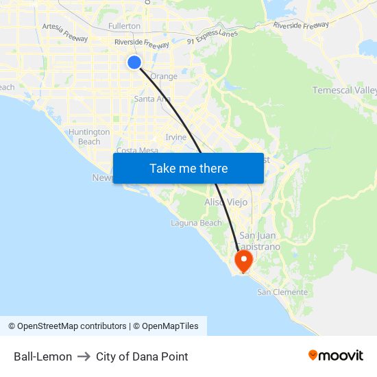 Ball-Lemon to City of Dana Point map