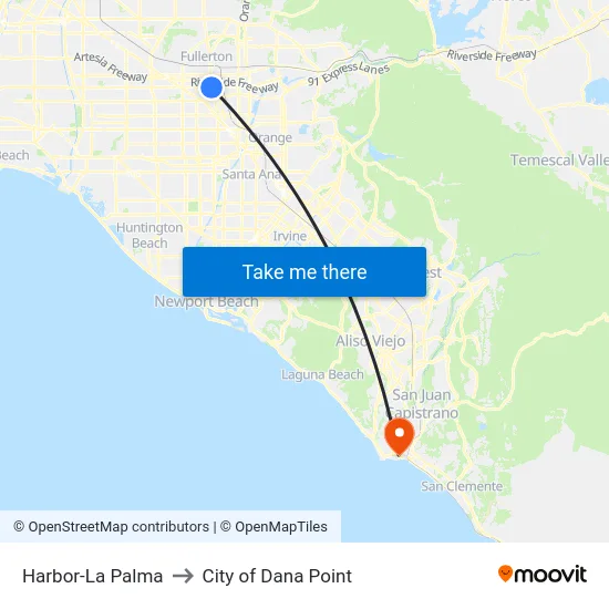 Harbor-La Palma to City of Dana Point map