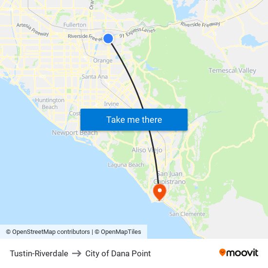 Tustin-Riverdale to City of Dana Point map