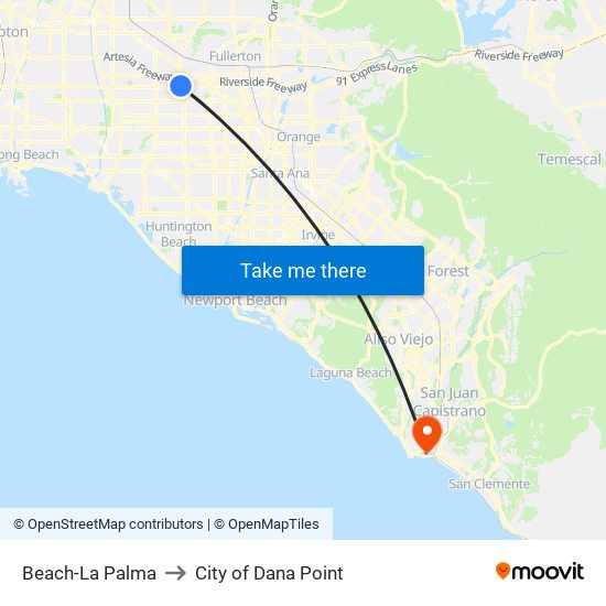 Beach-La Palma to City of Dana Point map