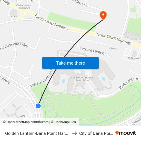 Golden Lantern-Dana Point Harbor to City of Dana Point map