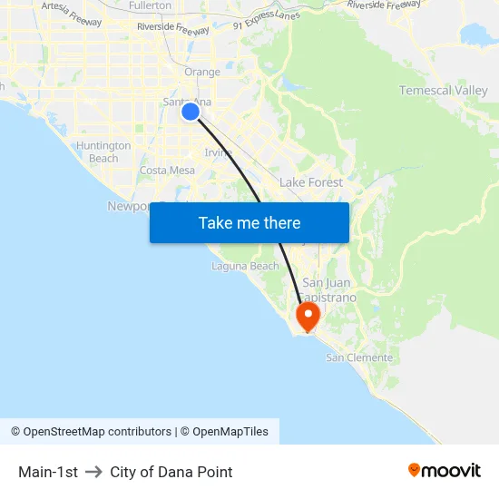 Main-1st to City of Dana Point map