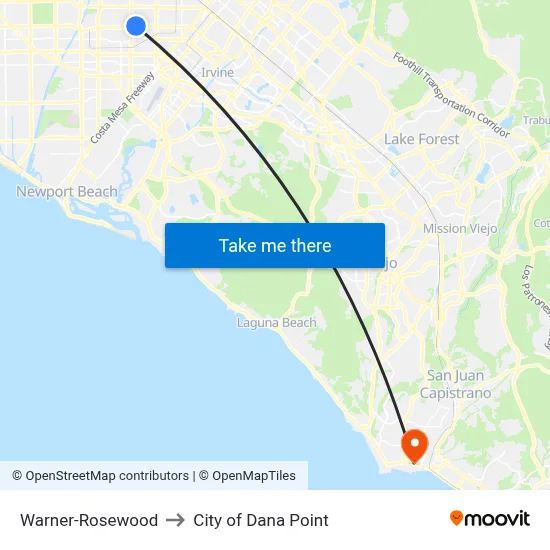 Warner-Rosewood to City of Dana Point map