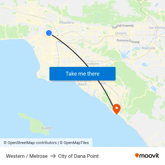 Western / Melrose to City of Dana Point map