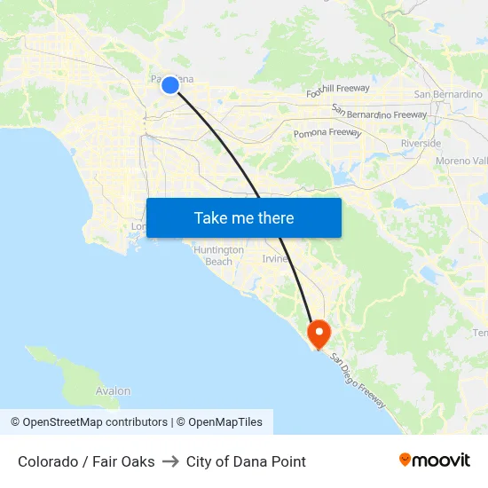 Colorado / Fair Oaks to City of Dana Point map