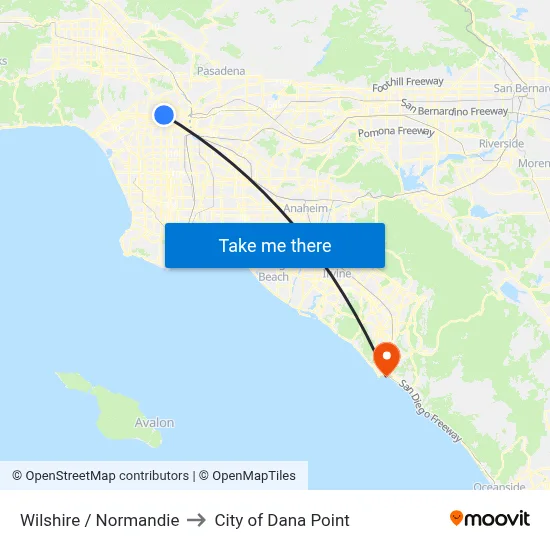 Wilshire / Normandie to City of Dana Point map