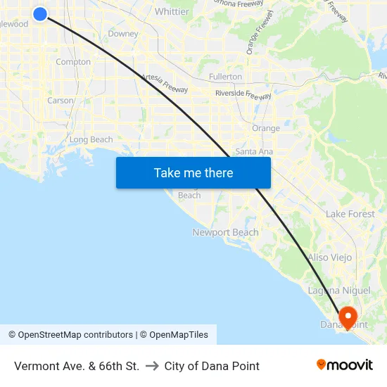 Vermont Ave. & 66th St. to City of Dana Point map