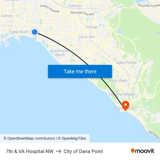 7th & VA Hospital NW to City of Dana Point map