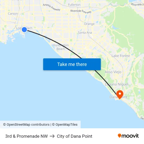 3rd & Promenade NW to City of Dana Point map