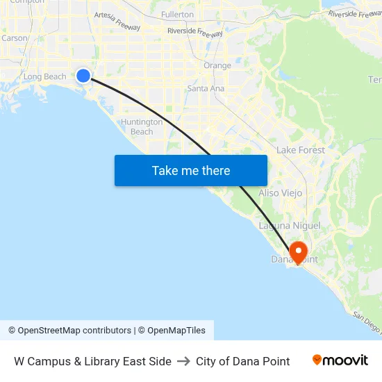 W Campus & Library East Side to City of Dana Point map