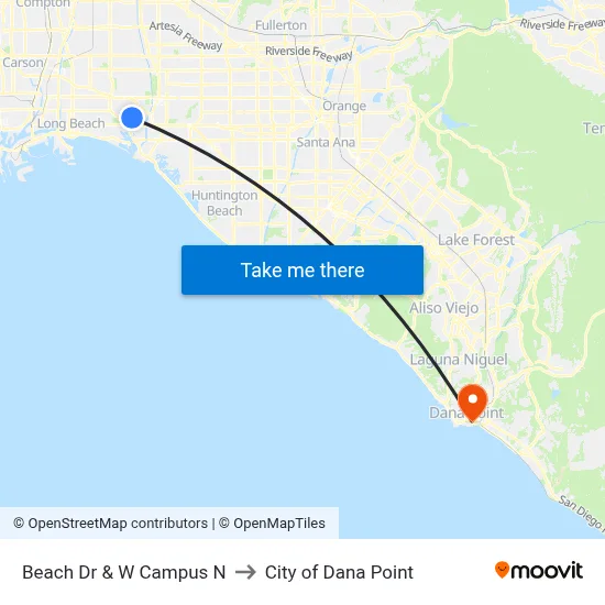 Beach Dr & W Campus N to City of Dana Point map