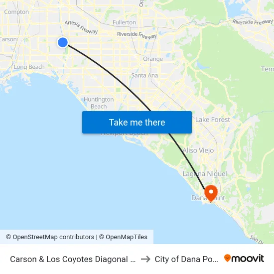 Carson & Los Coyotes Diagonal NE to City of Dana Point map