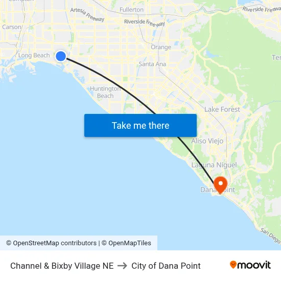 Channel & Bixby Village NE to City of Dana Point map